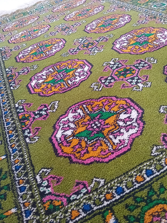 قیمت فرش ترکمن طرح اصیل ماری گل سبز