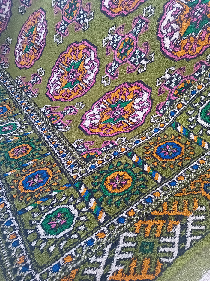 قیمت فرش ترکمن طرح اصیل ماری گل سبز