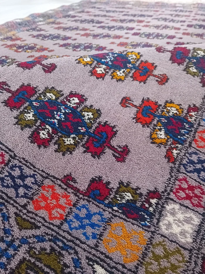 قیمت فرش ترکمن دستباف طرح قفسه گل